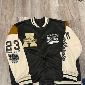Black and Cream Varsity Jacket